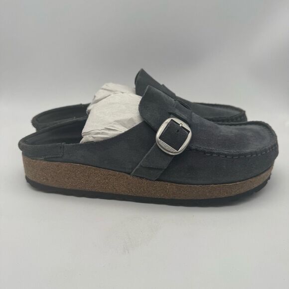 Birkenstock Shoes - Birkenstock Shoes Womens 38 US 7 Buckley Suede Leather Navy Slip On Mule Clogs